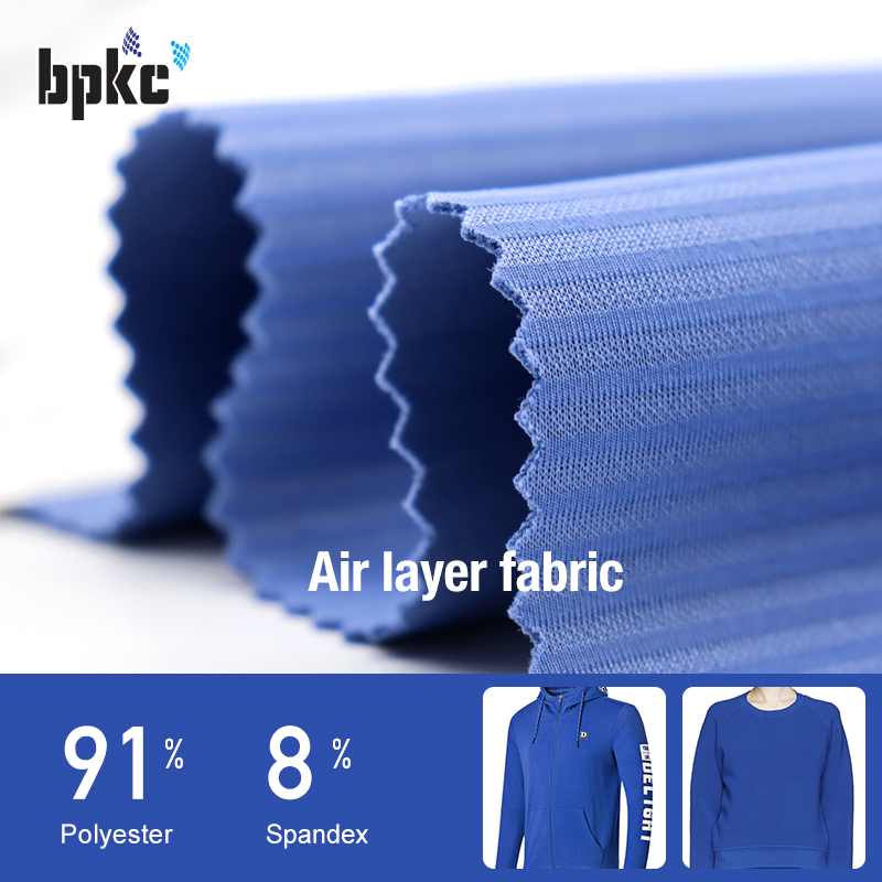 Thickened horizontal striped space cotton strip sandwich air space  layer composite fabric